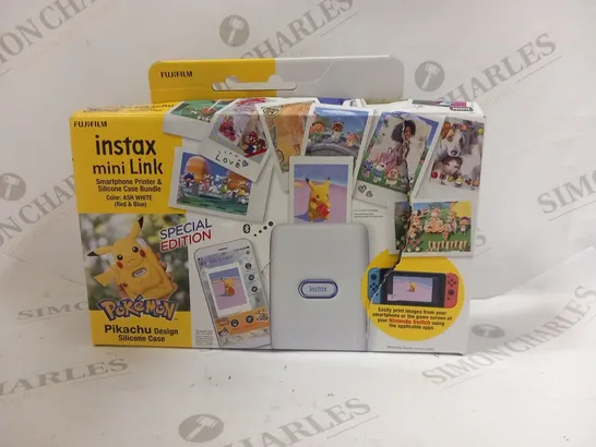 BOXED FUJIFILM INSTAX MINI LINX SMARTPHONE PRINTER WITH PIKACHU SILICONE CASE