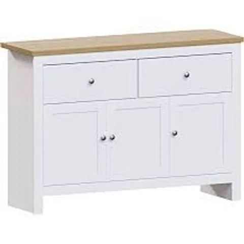 BOXED ARLINGTON 2 DRAWER 3 DOOR SIDEBOARD - WHITE/OAK