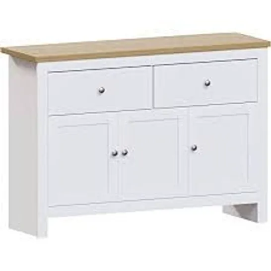 BOXED ARLINGTON 2 DRAWER 3 DOOR SIDEBOARD - WHITE/OAK