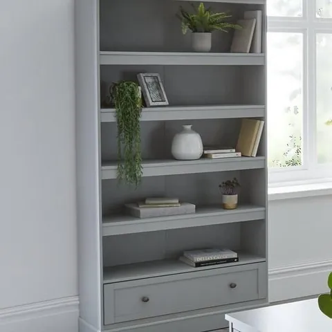 BOXED DARCY BOOKCASE LIGHT GREY 