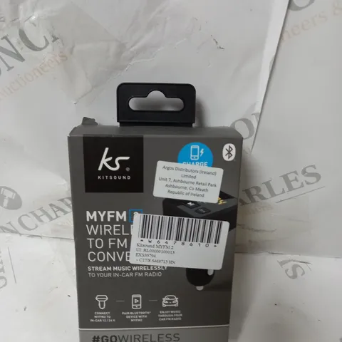 BOX OF 18 KITSOUND MYFM2 WIRELESS TO FM CONVERTER 
