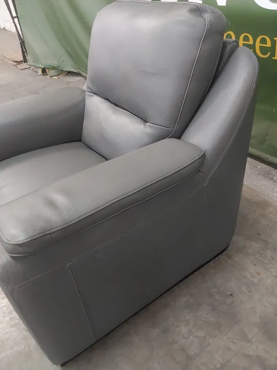 QUALITY DESIGNER ITALIAN MADE AVOLA GREY LEATHER UPHOLSTERED ELECTRIC RECLINER CHAIR 