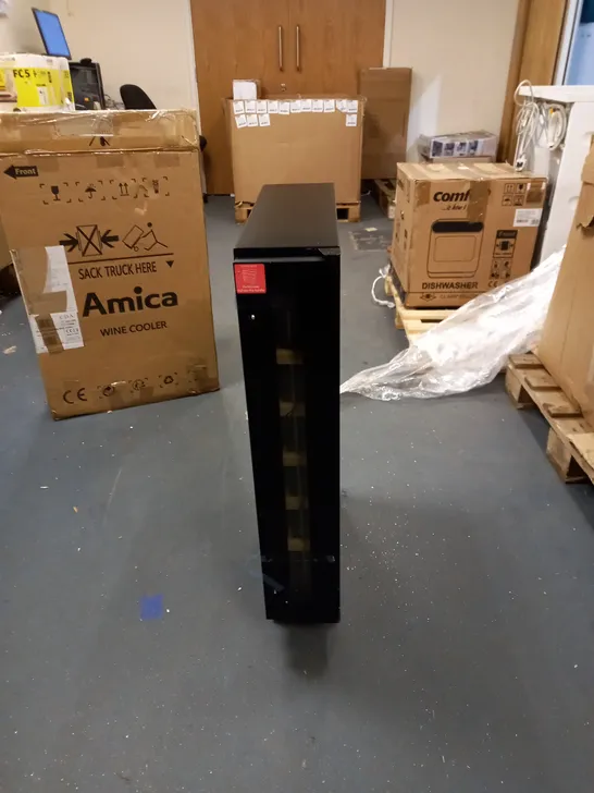 AMICA AWC150BL FREESTANDING WINE COOLER, 6 BOTTLE CAPACITY, 15CM WIDE, BLACK GLASS DOOR- COLLECTION ONLY