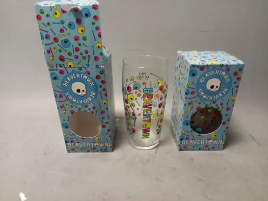 2X BEAVERTOWN PINT GLASSES - BOXED 