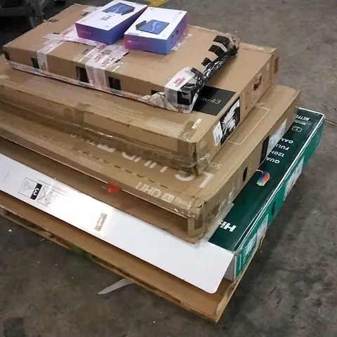 PALLET OF ASSORTED DAMAGED TV'S AND TABLETS 