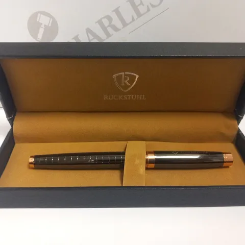 RUCKSTUHL GREY AND ROSE GOLD EFFECT PEN WITH CASE 