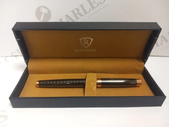 RUCKSTUHL GREY AND ROSE GOLD EFFECT PEN WITH CASE 