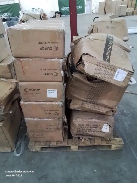 A PALLET OF VARIOUS FURNITURE PARTS AND CUSHIONS 