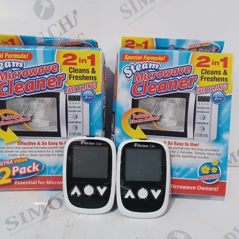 APPROXIMATELY 10 ASSORTED HOUSEHOLD ITEMS TO INCLUDE STEAM MICROWAVE CLEANER, FINETEST LITE BLOOD GLUCOSE TEST METER, ETC