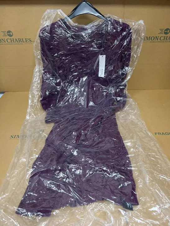 BAGGED ROMAN A LINE BOAT NECK DRESS IN PURPLE SIZE 10