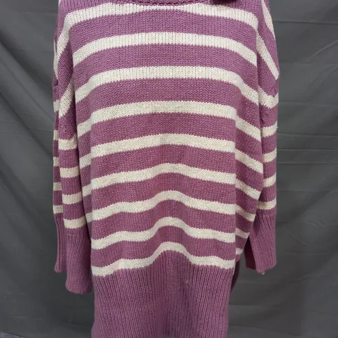 MASAI STRIPE KNIT JUMPER IN DUSKY PINK/WHITE SIZE LARGE