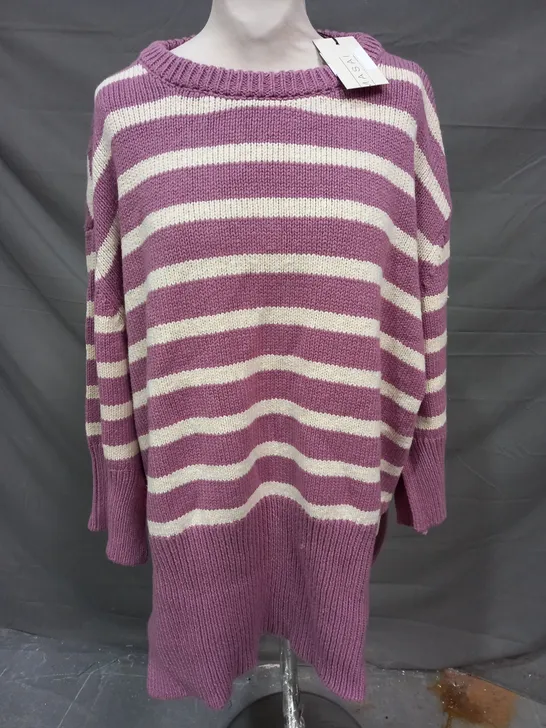 MASAI STRIPE KNIT JUMPER IN DUSKY PINK/WHITE SIZE LARGE