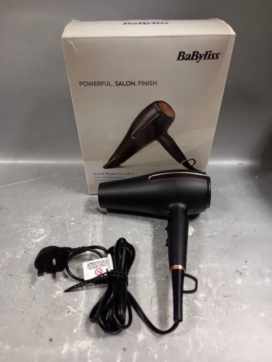 BOXED BABYLISS SUPER POWER PRO 2400 HAIR DRYER IN BLACK