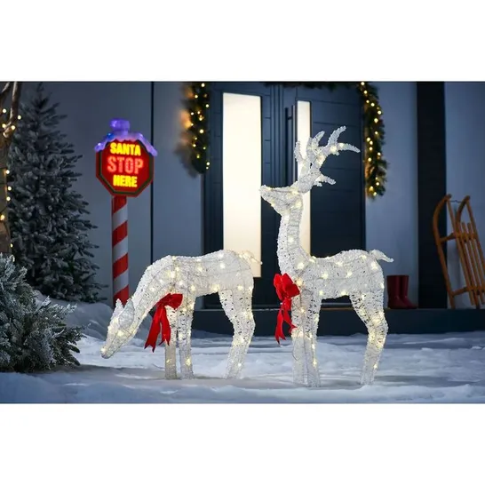 DESIGNER 2 PIECE DEER & REINDEER LIGHTED DISPLAY SET