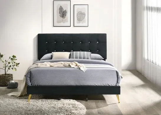 BOXED MARCELLA UPHOLSTERED BED - BLACK // SIZE: KING (1 BOX)