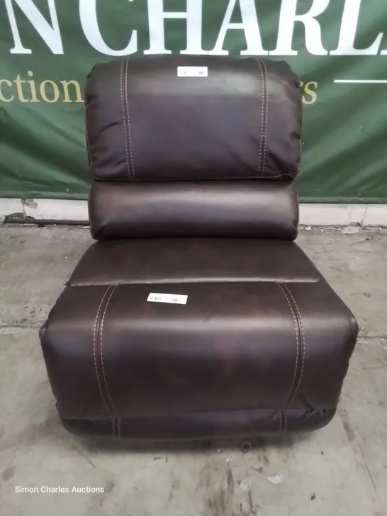 DESIGNER ARMLESS UNIT BROWN LEATHER CONTRAST STITCHING