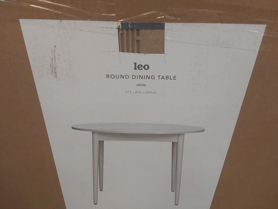 BOXED DESIGNER LEO ROUND DINING TABLE WHITE H79 W95 D95cm