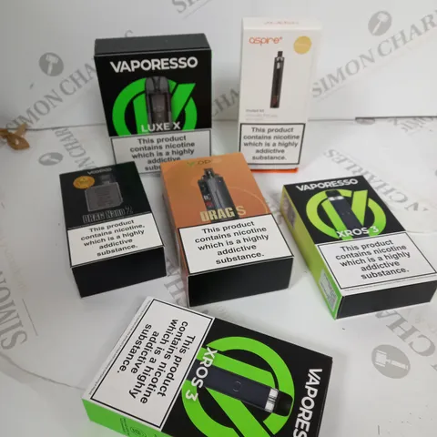 APPROXIMATELY 20 VAPES & E-CIGARETTES TO INCLUDE - VOOPOO - VAPORESSO  - ASPIRE