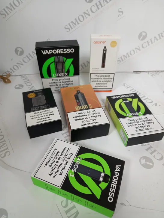 APPROXIMATELY 20 VAPES & E-CIGARETTES TO INCLUDE - VOOPOO - VAPORESSO  - ASPIRE