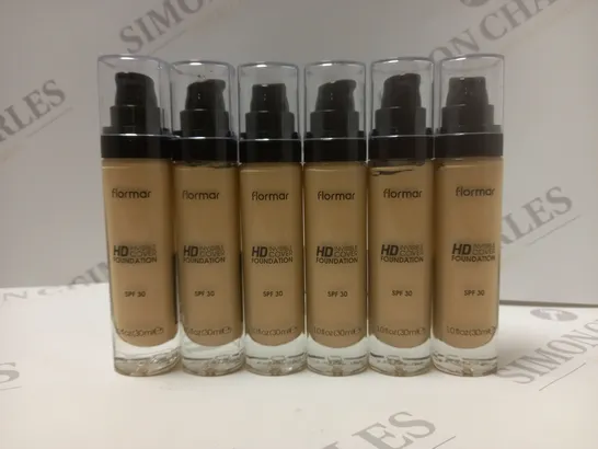 BOX OF APPROX 6 X FLORMAR INVISIBLE COVER HD FOUNDATION #90 GOLDEN NEUTRAL