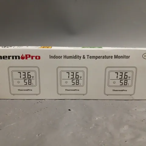 SEALED THERMPRO INDOOR HUMIDITY AND TEMPERATURE MONITOR 3-PACK