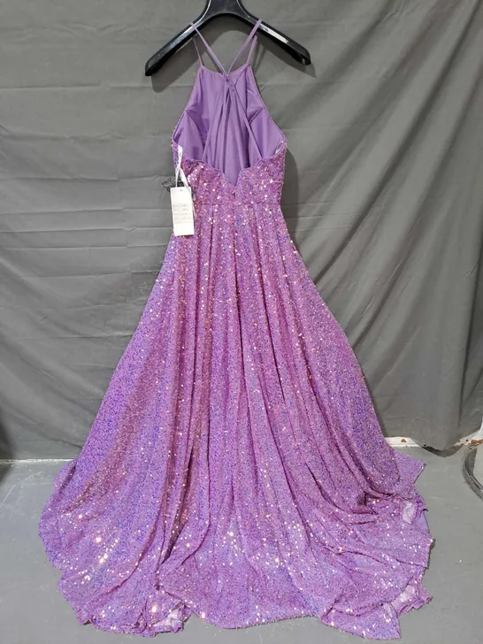 TIFFANY DESIGNS SEQUINED PROM DRESS LILAC SIZE 6