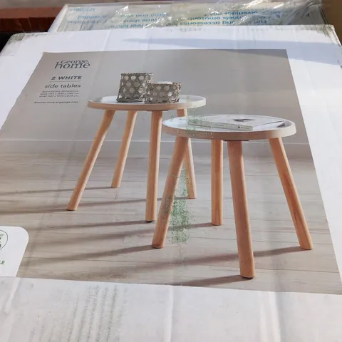 BRAND NEW BOXED HOME 2 WHITE SIDE TABLES