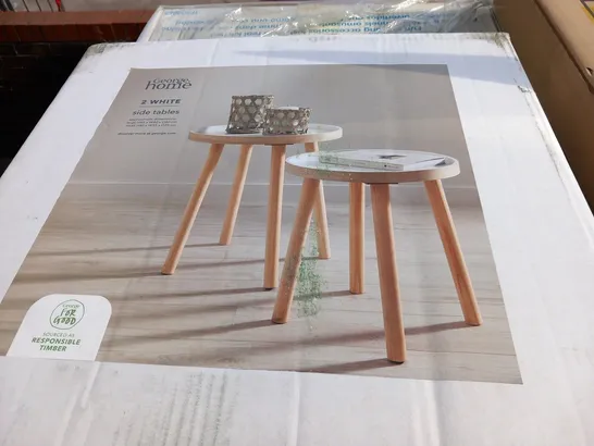 BRAND NEW BOXED HOME 2 WHITE SIDE TABLES