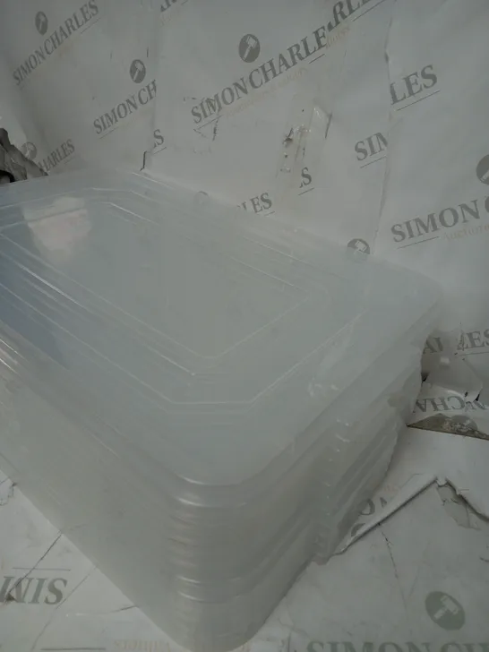 11 X PLASTIC STORAGE BOXES WITH LOCKABLE LIDS 