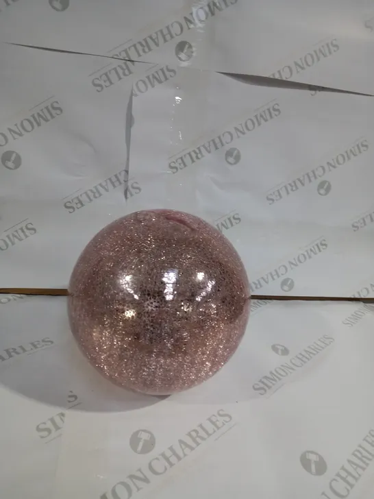 DESIGNER CRACKLE BLUSH PINK GLASS ORNAMENT 