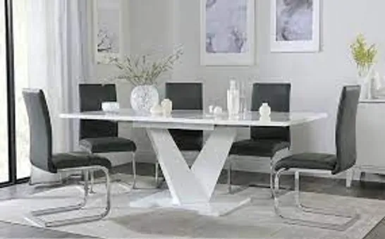 BOXED TURIN WHITE HIGH GLOSS 160-200CM EXTENDING DINING TABLE (ONLY BOXES 1, 3, 4 OF 4)