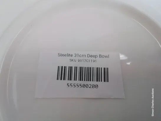 TEN STEELITE 31cm DEEP BOWLS WHITE & TEN STEELITE 33cm OVAL PLATES WHITE