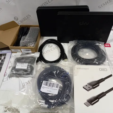 LOT OF ASSORTED TECH ITEMS TO INCLUDE CARIOUS CABLES, ROUTERS AND CHARGERS