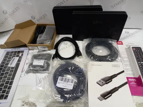 LOT OF ASSORTED TECH ITEMS TO INCLUDE CARIOUS CABLES, ROUTERS AND CHARGERS