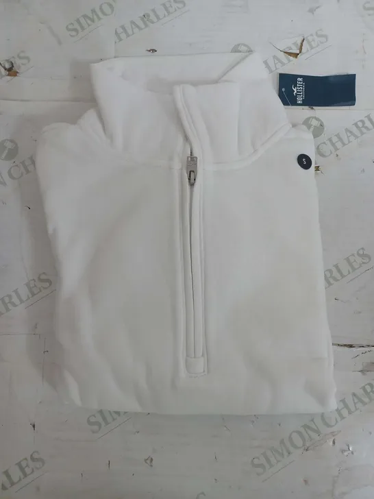 HOLLISTER WHITE SOFT QUARTER ZIP - SMALL