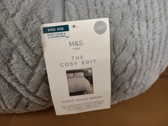 M&S KING SIZE GREY FLEECE BEDSET