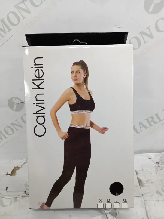 CALVIN KLEIN WOMENS SPORTS BRA & LEGGINGS SET - SIZE LARGE