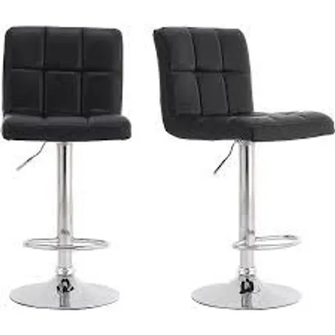 BOXED NEO SET OF 2 CUBAN BLACK FAUX LEATHER SWIVEL BAR STOOL (1 BOX)