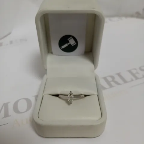 DESIGNER 18CT WHITE GOLD RING SET WITH A MARQUISE CUT DIAMOND WEIGHNG +-0.50CT