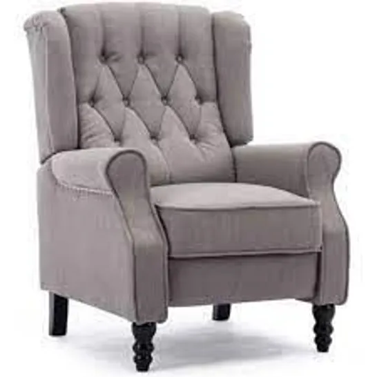 BOXED DESIGNER ALTHORPE GREY LINEN PUSHBACK RECLINING EASY CHAIR 