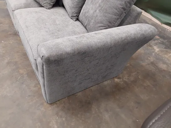 DESIGNER FOUR SEATER SOFA WITH SCATTER CUSHIONS GREY FABRIC 