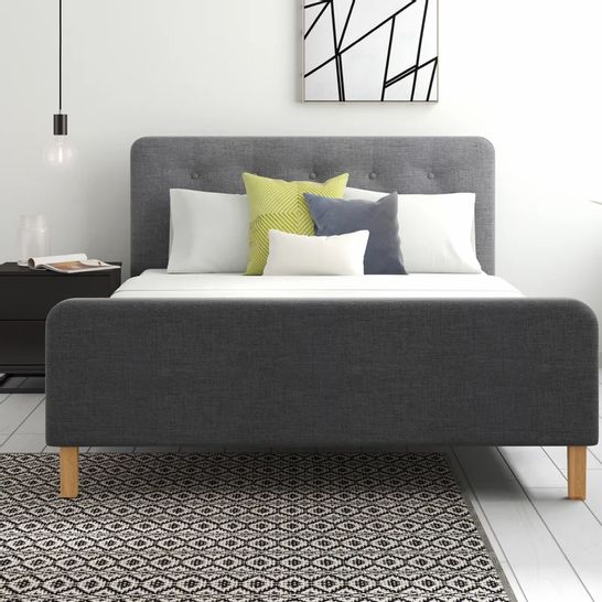 BOXED WHITTIER UPHOLSTERED BED FRAME GREY 