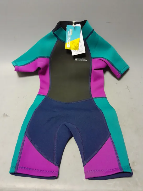 MOUNTAIN WAREHOUSE SHORTY KIDS WETSUIT ON GRAPE AND BLUE (3-4y)