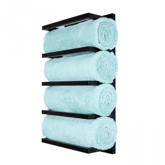 BOXED 5 TIER WALL MOUNTED TOWEL RACK BLACK