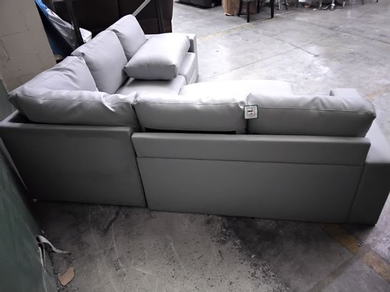 DESIGNER GREY LEATHER 4-SEATER CORNER SOFA