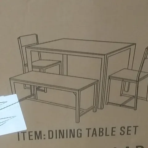 BOXED BIGS 4 PERSON DINING SET IN RUSTING BROWN - 2 BOXES 