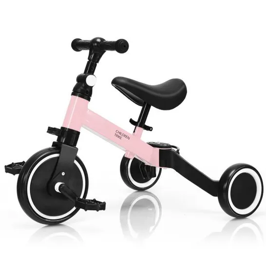 BOXED CONVERTIBLE BALANCE BIKE KIDS TRIKE WITH DETACHABLE PEDAL FOR 1-4 YEARS OLD KIDS - PINK