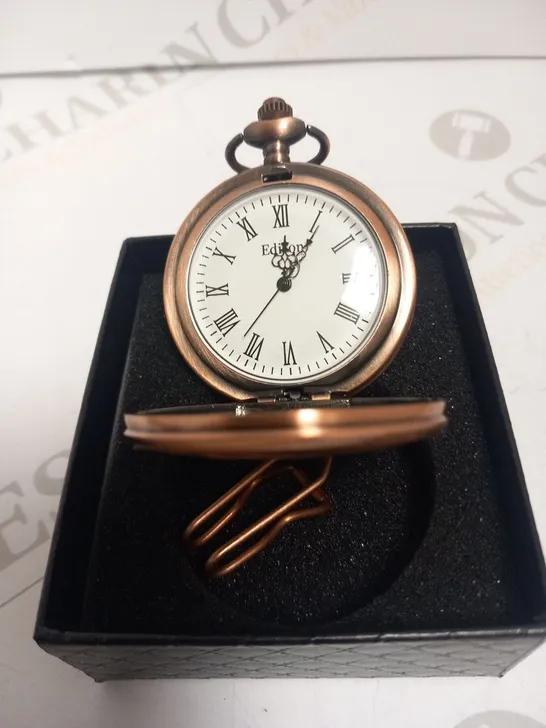 MENS EDISON POCKET WATCH – QUARTZ MOVEMENT – CHAIN AND GIFT BOX INCLUDED