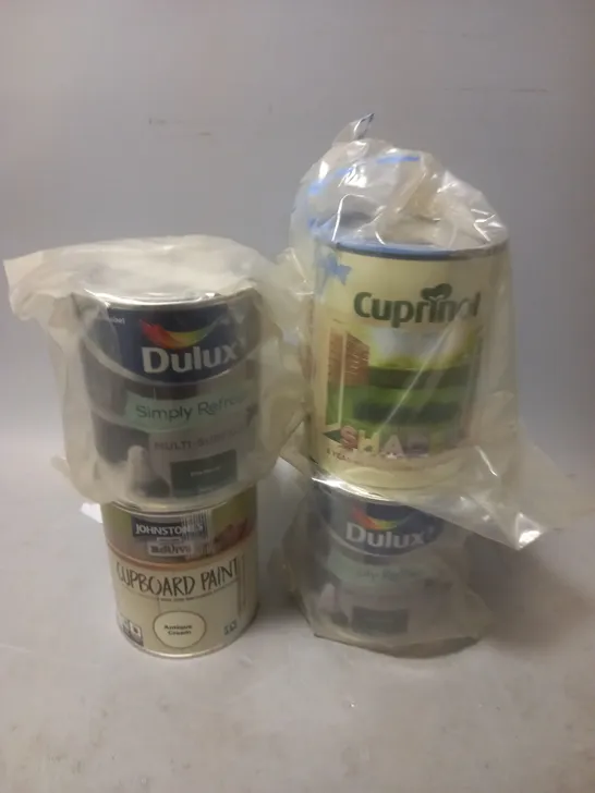 6 ASSORTED POTS OF PAINT TO INCLUDE DULUX, JOHNSTONES, AND CUPRINOL 