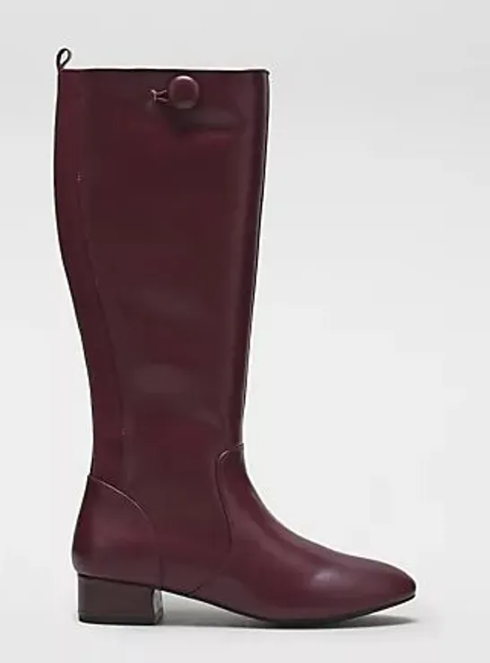 BEN DE LISI WINDSOR BUTTON DETAIL RIDING BOOT BURGUNDY SIZE 4